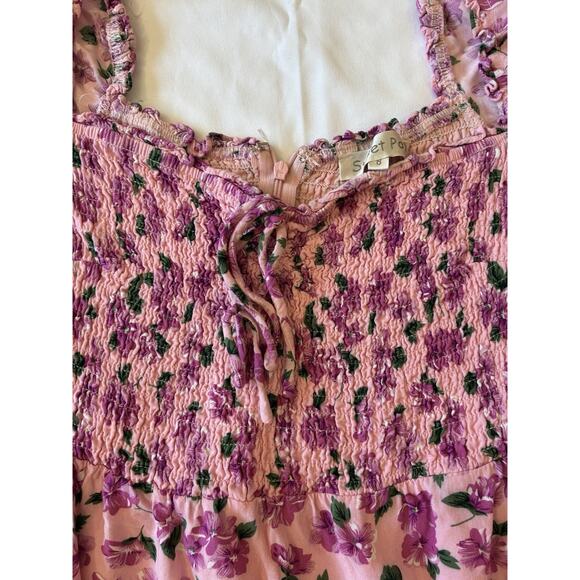Sweet Pot Women’s Pink Floral Mini Sun Dress Size 8 - Picture 3 of 9